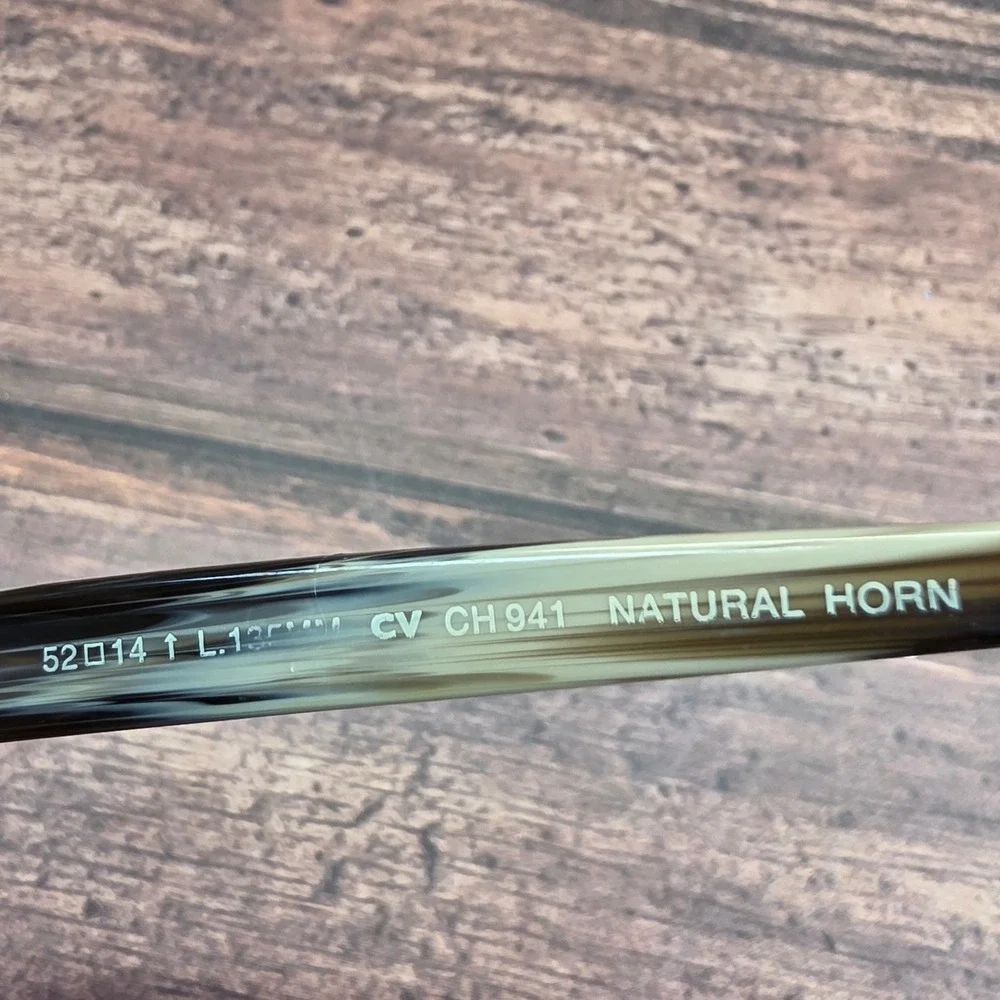 Cole Haan CV CH941 Natural Horn Striped Brown Rectangular Eyeglasses 52-14